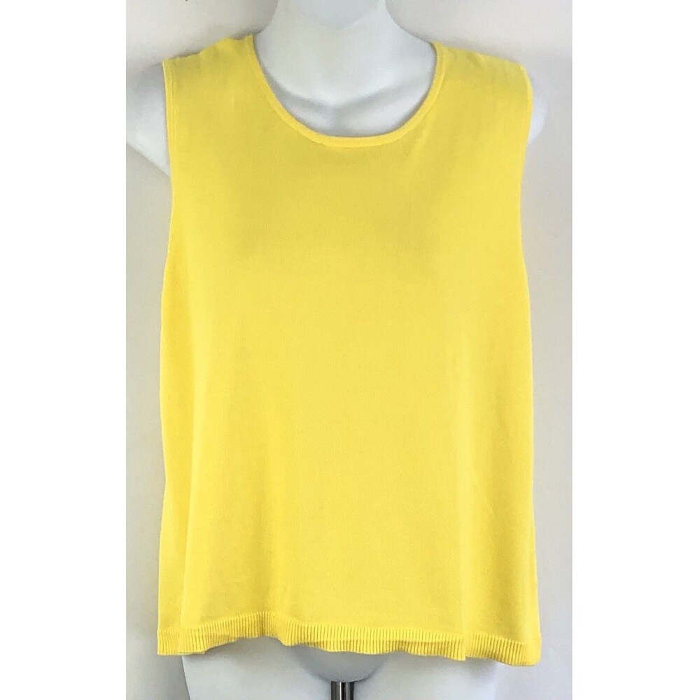 Coldwater Creek Sleeveless Knit Tank Top PL Yellow Pullover Capsule Minimalist